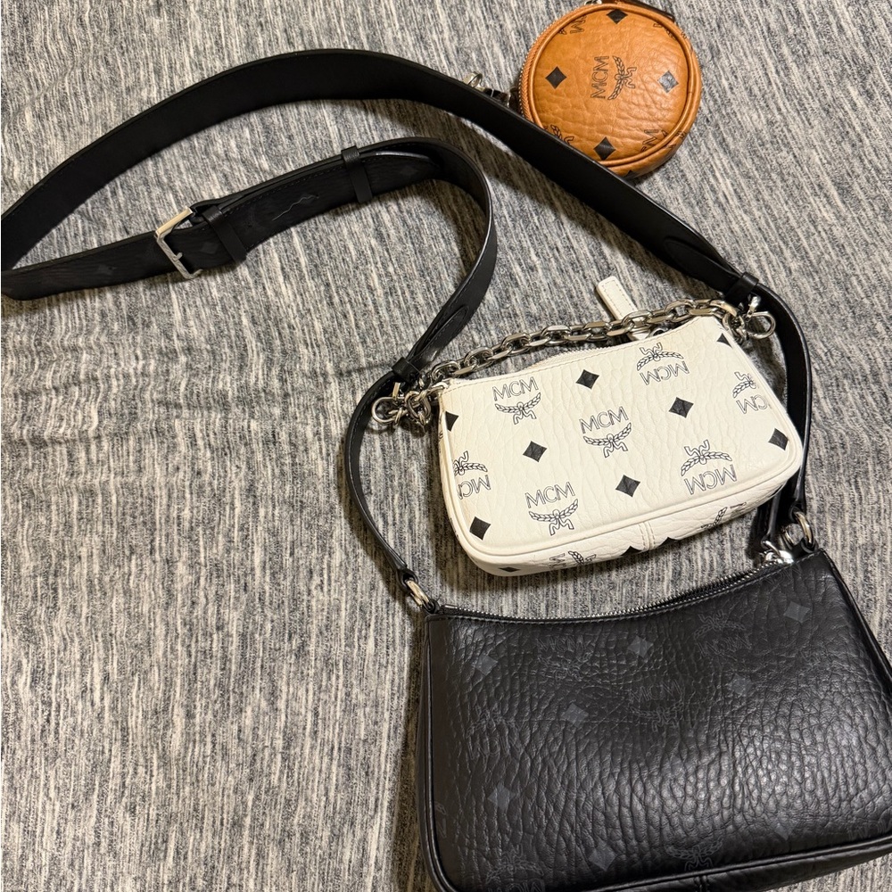MCM Black and White Crossbody Bag Trio